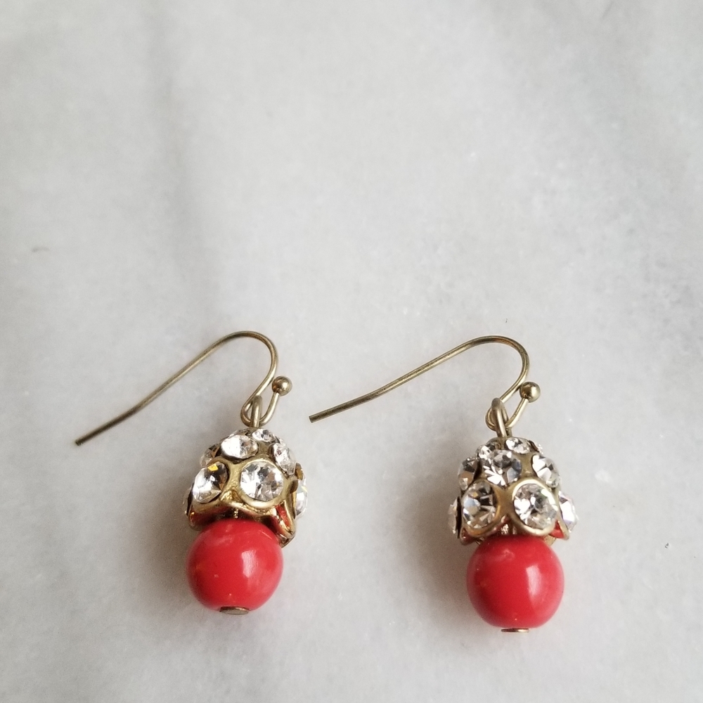 Red and crystal earrings - Picture 8 of 9